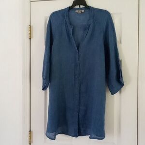 FLAX Lagenlook Blue Linen Dress